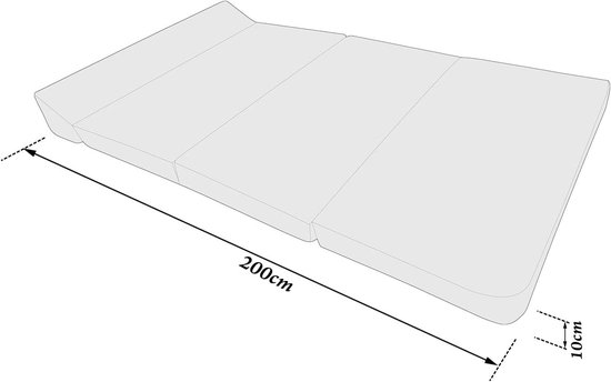 Opvouwbare Matras - Logee Matras Fauteuil - Gastvrij Ontvangen - Met Hoofdeinde - 200x120x10 cm - Grijs — afbeelding 3