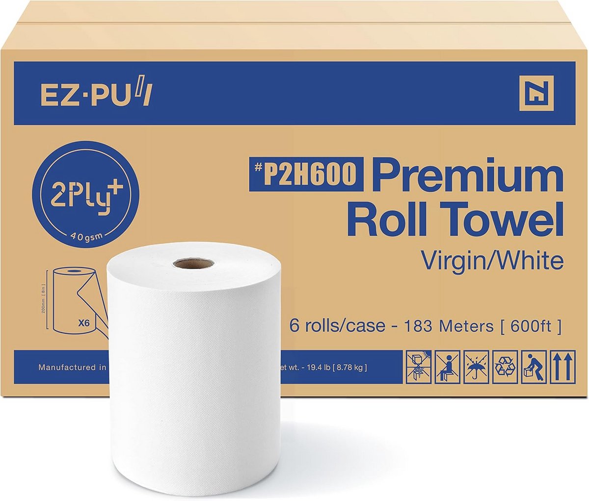 Papieren Handdoekrollen - Keukenpapier - Hygiënisch Werken - Super Absorberend - 6 Rollen - Wit
