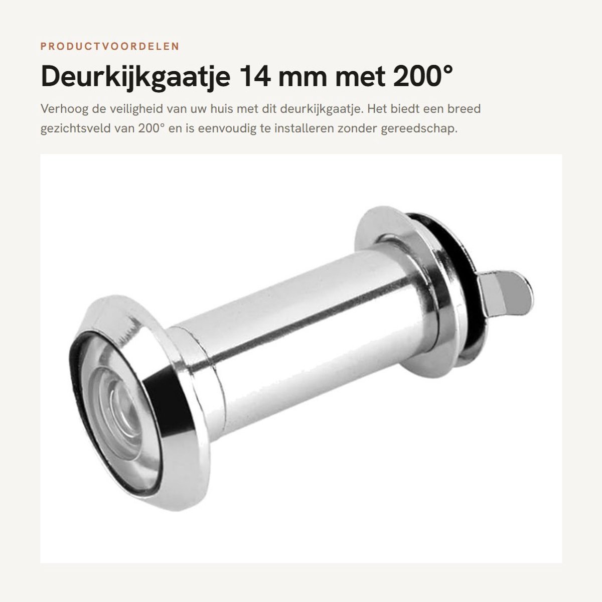 Dailygoods- Deurkijkgaatje 14 mm - 220° Kijkhoek - Privacycover - Huisbeveiliging - Woninginbraakpreventie - Eenvoudige Installatie - Deurviewer