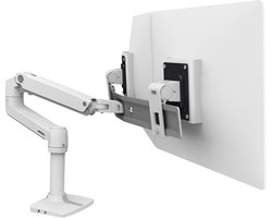 Dubbele Monitor Arm - Bureau Mount - Ergonomisch Werken - Volledige Bewegingsvrijheid - Tot 25 Inch - Wit