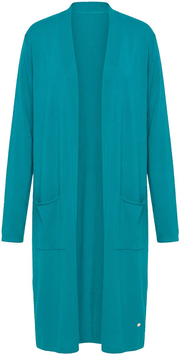 Ulla Popken - Dames - Lang vest opstaande kraag open model - Smaragd - Maat 42+