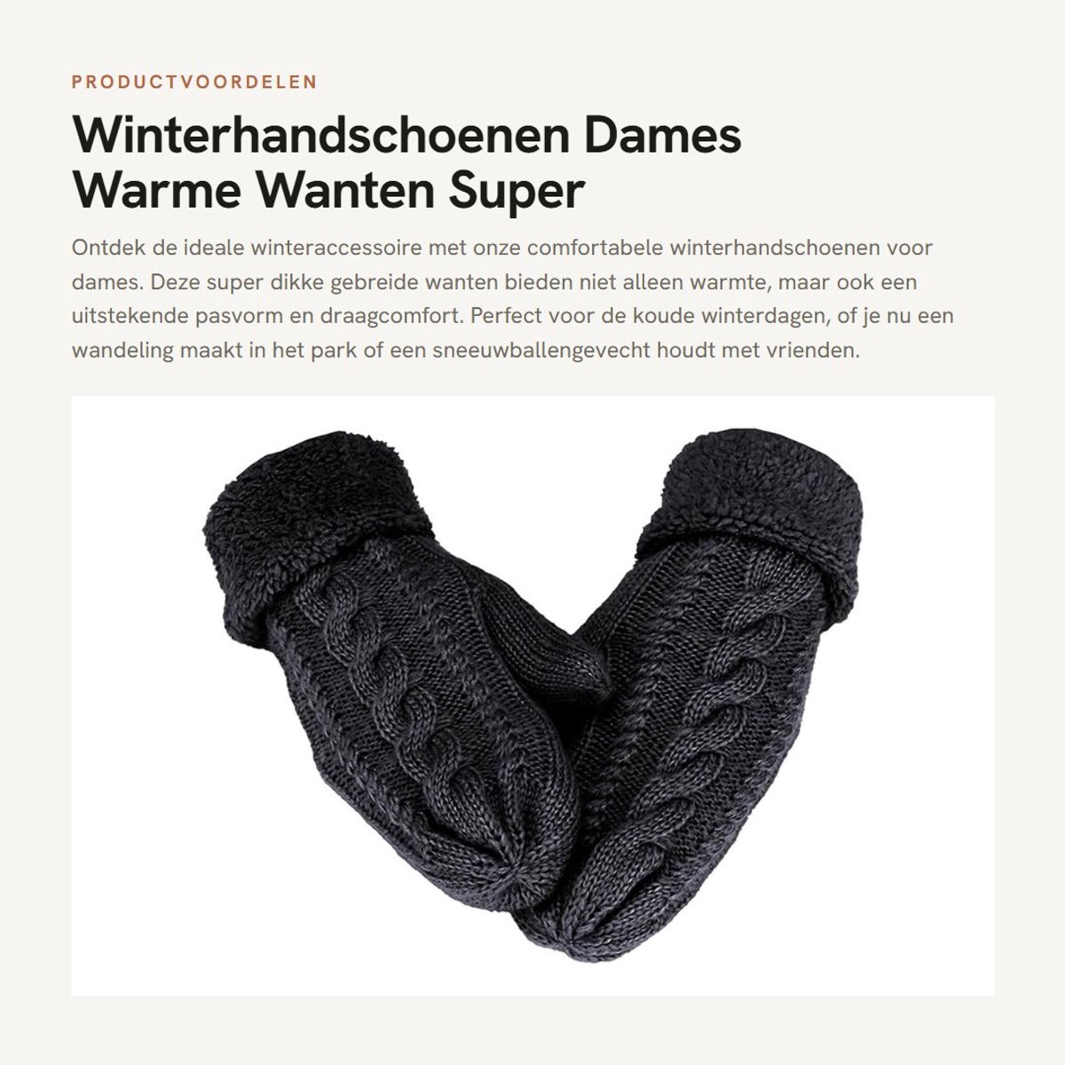 Dailygoods- Winterhandschoenen Dames - Superdikke Wanten - Warm - Outdoor - Aangenaam Draagcomfort - Eenheidsmaat 25 cm x 10 cm