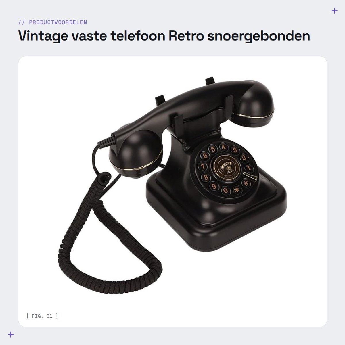 Dailygoods- Vaste Telefoon Retro - Snoergebonden Telefoon - Ouderwetse Schijfknop - HD Microfoon - Laag Straling - Comfortabel in Hand - Bureautelefoon