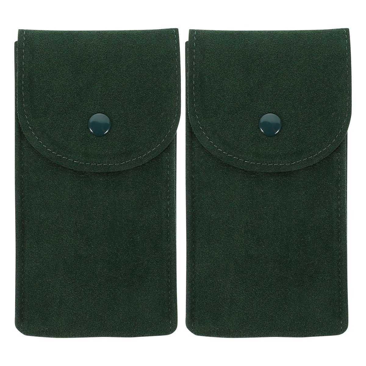 Dailygoods- Horlogetas - 2x Opbergtas - Flanel - Lichtgewicht - Groene kleur - Geschikt voor horloges/juwelen - Juwelentas
