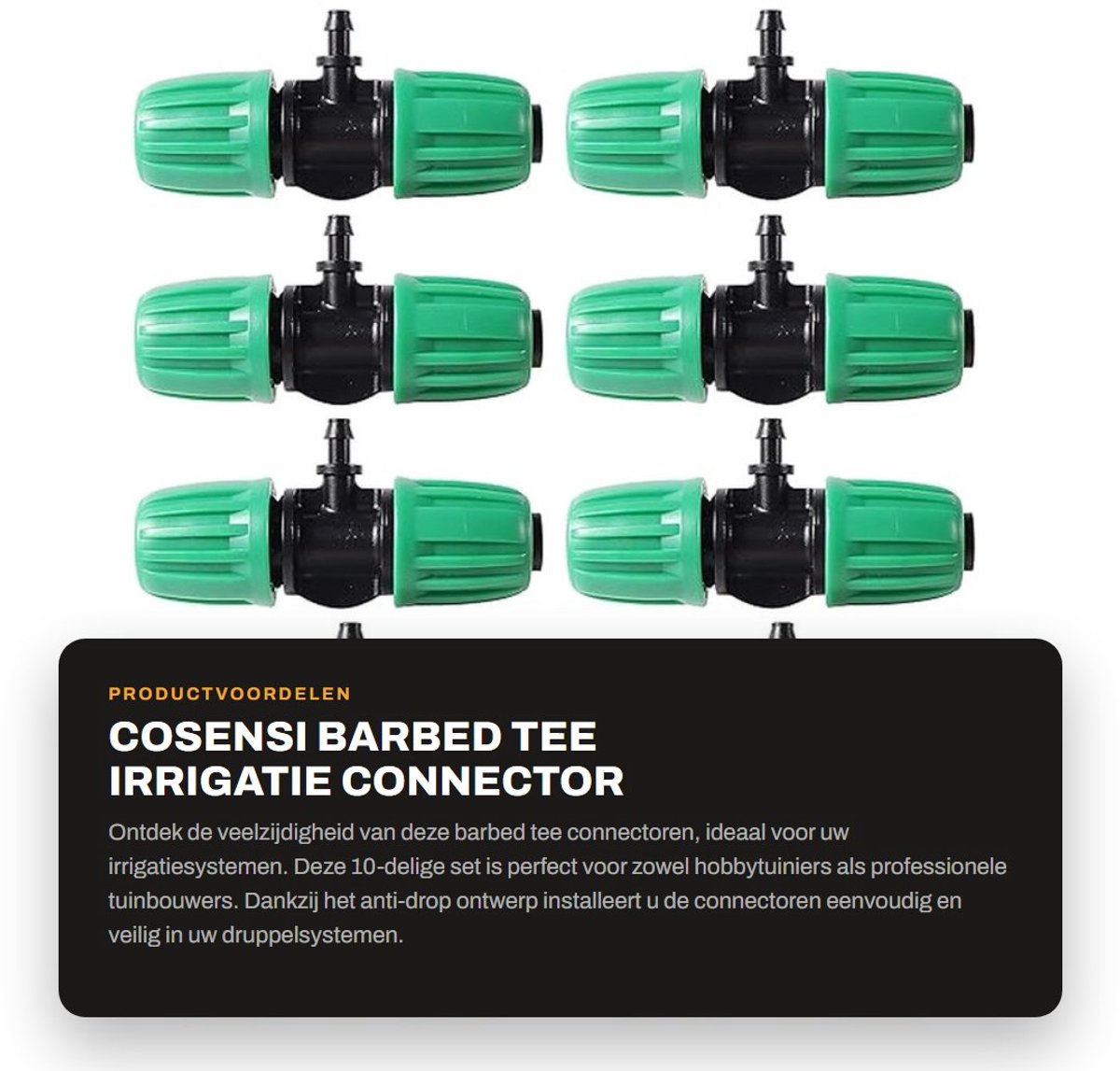Dailygoods- T-Stuk 10 Stuks - Hoogwaardige Kunststof - Antidrop Ontwerp - Voor Drip Hoses - Tot 45 PSI - Eenvoudige Installatie - Irrigatiefitting