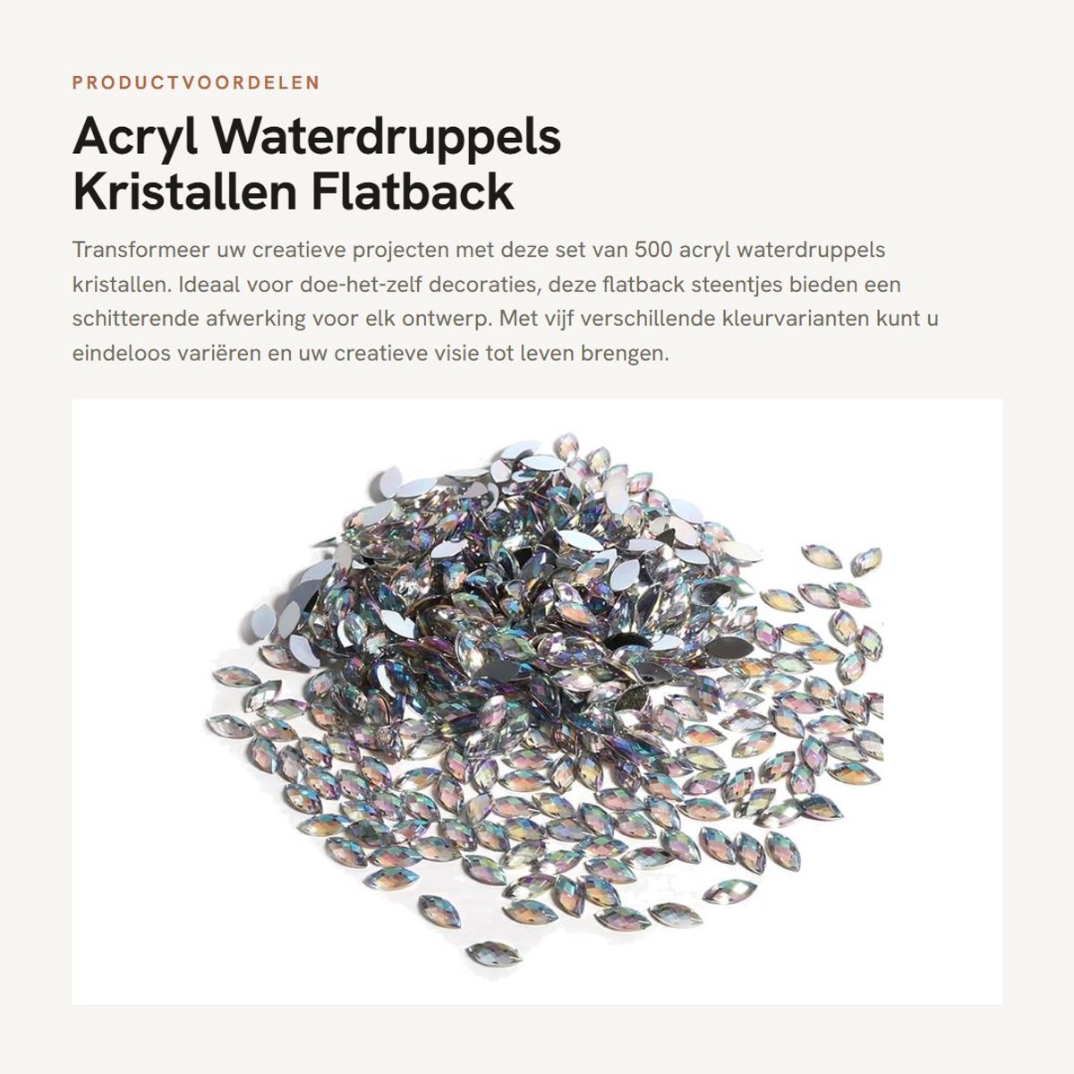 Dailygoods- Acryl Waterdruppels Set van 500 - Zelfklevende Strasssteentjes - Flatback Stee