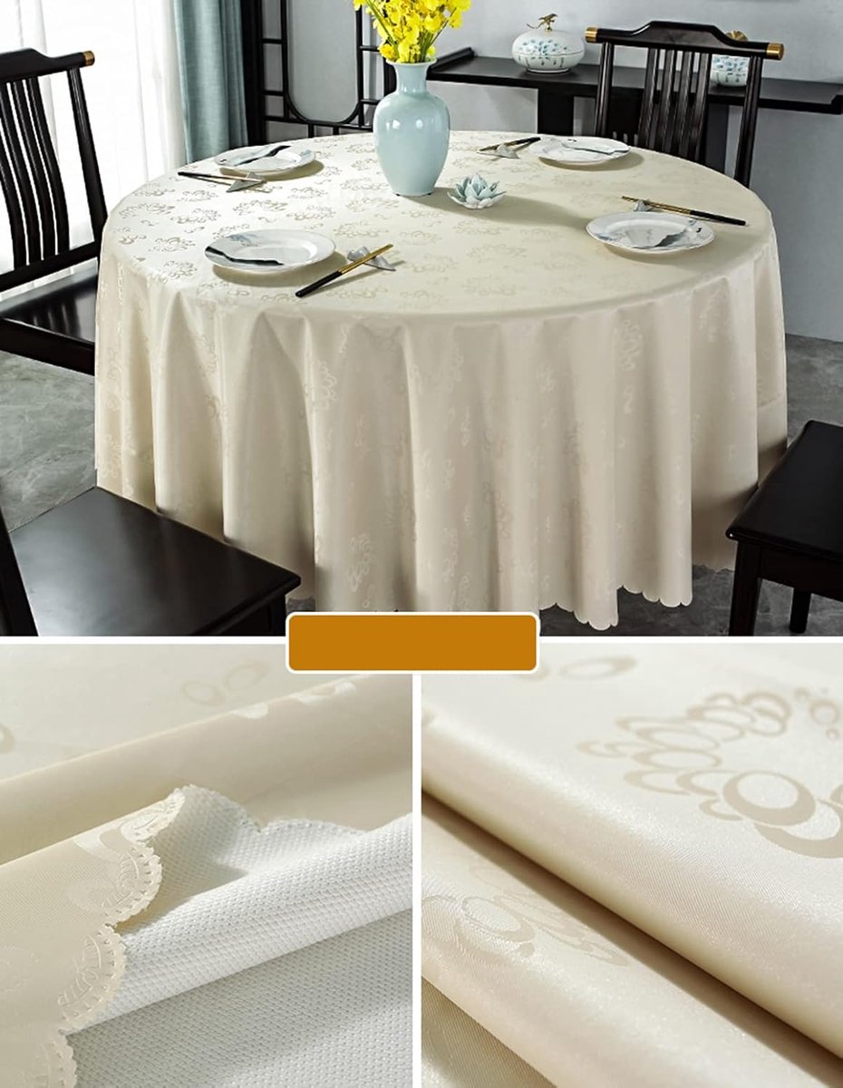 Ronde Tafelkleed 140 cm Rond Waterafstotend Vuilafstotend Slijtvast Champagne Goud