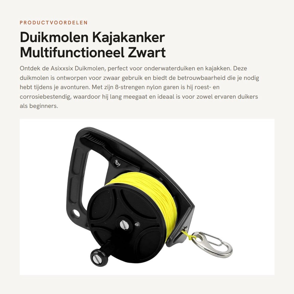 Dailygoods- Duikmolen voor zwaar gebruik - 8-strengen Nylon - Multifunctionele Kajakankermolen - Duimstopper - Onderwaterduiken - Corrosiebestendig - Ankermolen