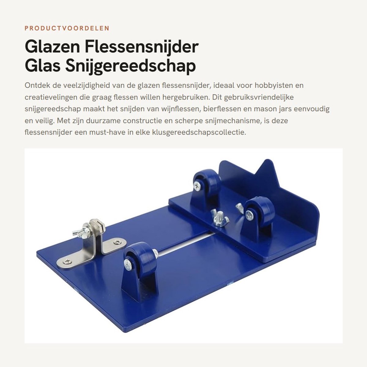 Dailygoods - Glazen Flessensnijder - Glas Snijgereedschap - Makkelijk Snijden van Flessen - Blauw - Voor Wijn en Bier - Geschikt voor Ronde en Ovale F...