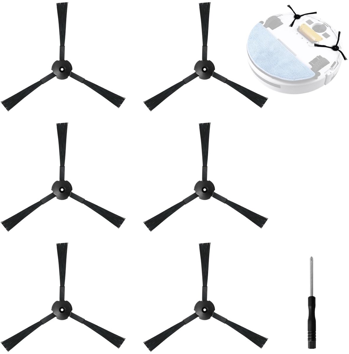 Dailygoods- Zijborstels 6 stuks - Reserveonderdeel - Compatibel met Medion E32/ILIFE V3/V5 - Inclusief schroevendraaier - Hoogwaardige kwaliteit - Robotstofzuigerborstels