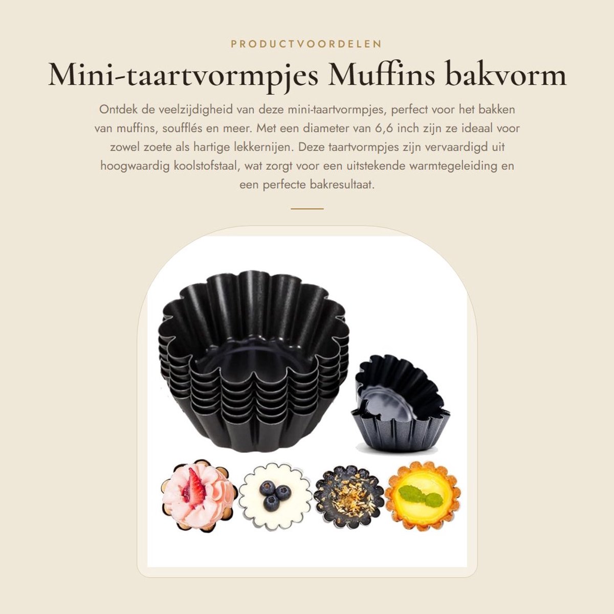 Dailygoods- Taartvormpjes 6 stuks - Muffinvorm - Soufflévormpjes - Panettonevorm - Bakvorm van koolstofstaal - Hittebestendig en antiaanbak