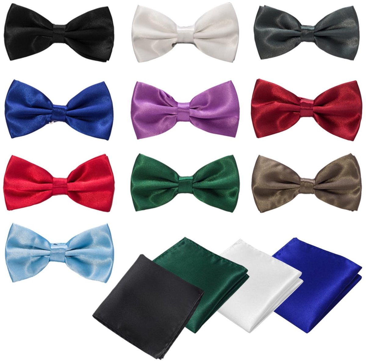 Dailygoods- Vlinderdas 10 Stuks Veelkleurig - Pochet 4 Stuks - Verstelbaar - Voorgebonden - Formele Gelegenheden - Zachte Textuur - Stropdas