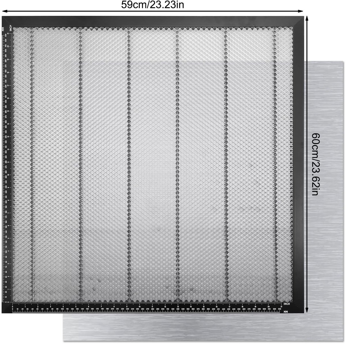 Dailygoods- Honingraatwerktafel 600x590 mm - Aluminium Plaat - Honingraatlaserbed - Snelle Warmteafvoer - Geschikt voor Lasergraveerders - Zwart, Schokbestendig - Laserbed