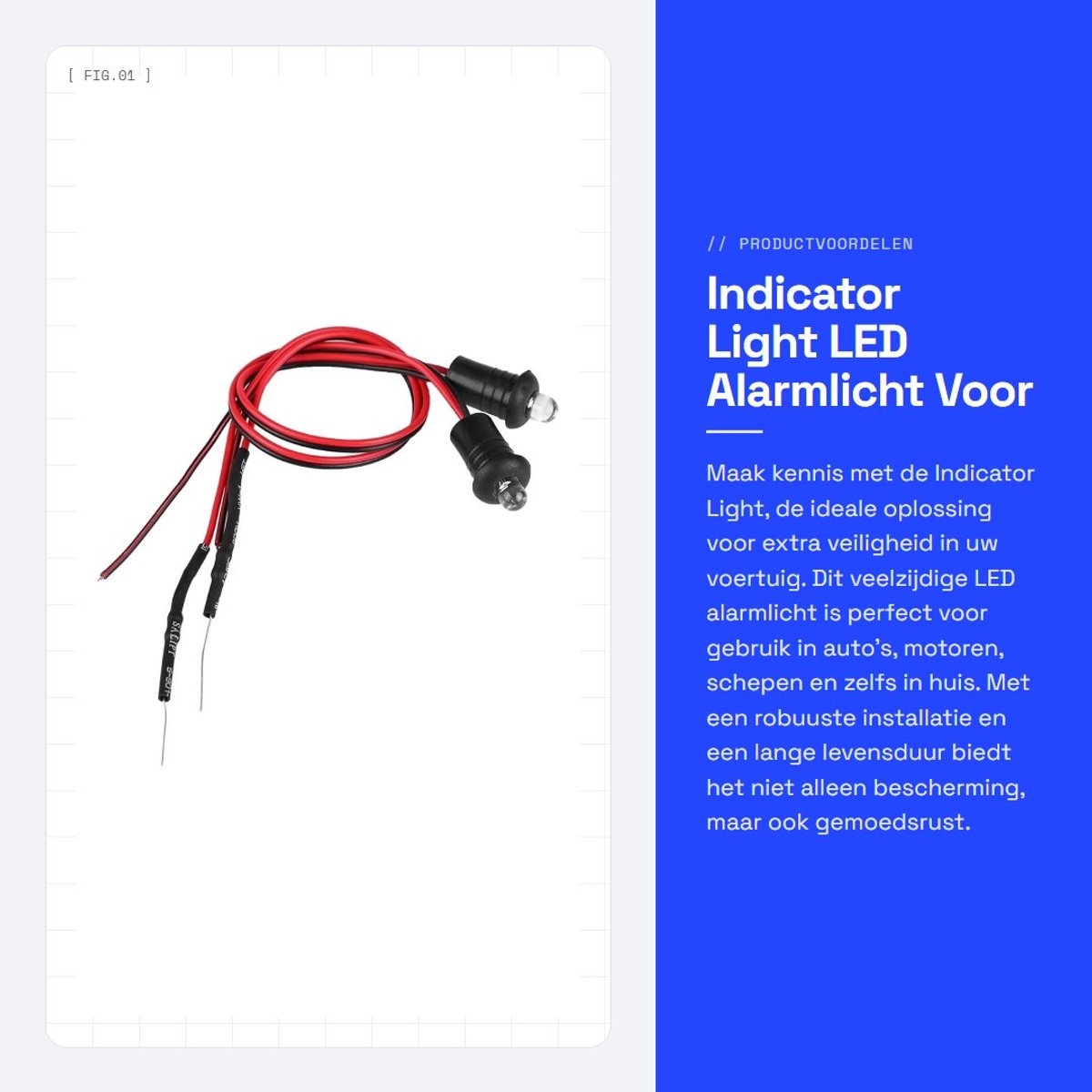 Dailygoods - Indicator Light - LED Alarmlicht - Voor Dashboard - Veiligheid - Flitslicht - 12V - Geschikt voor Auto's en Motoren