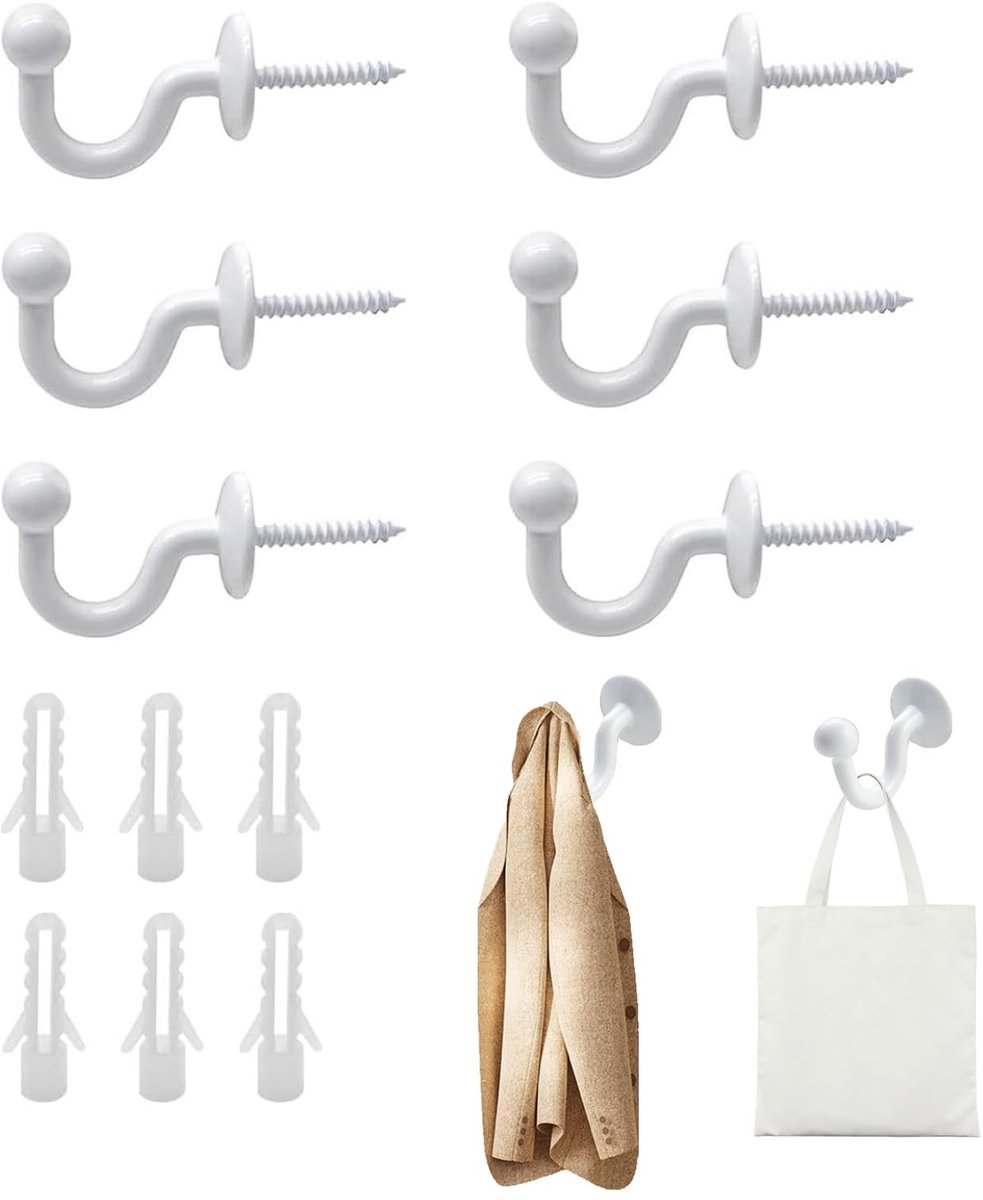 Dailygoods- Gordijnhouder U-vormig - 6 Stuks - Wandhaken - Metalen Gordijnhouders - Duurzaam - Eenvoudige Installatie - Multifunctioneel - Gordijnhaak