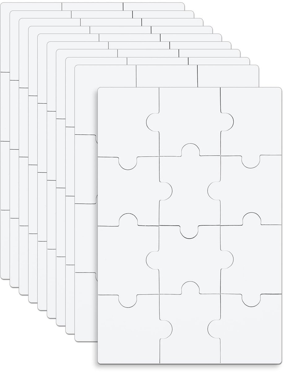 Dailygoods- Lege Puzzelset 10 Vellen - Blanco Puzzel 10x15cm - Overschilderbare Puzzel - DIY Activiteiten - Knutselen - Hoogwaardige Materialen