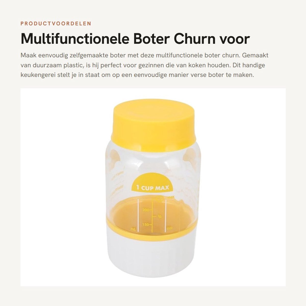 Dailygoods- Boter Churn Duurzaam Plastic - Multifunctionele Boter Maker - Keuken Accessoire - Eenvoudig Schoon te Maken - Lichtgewicht 155g