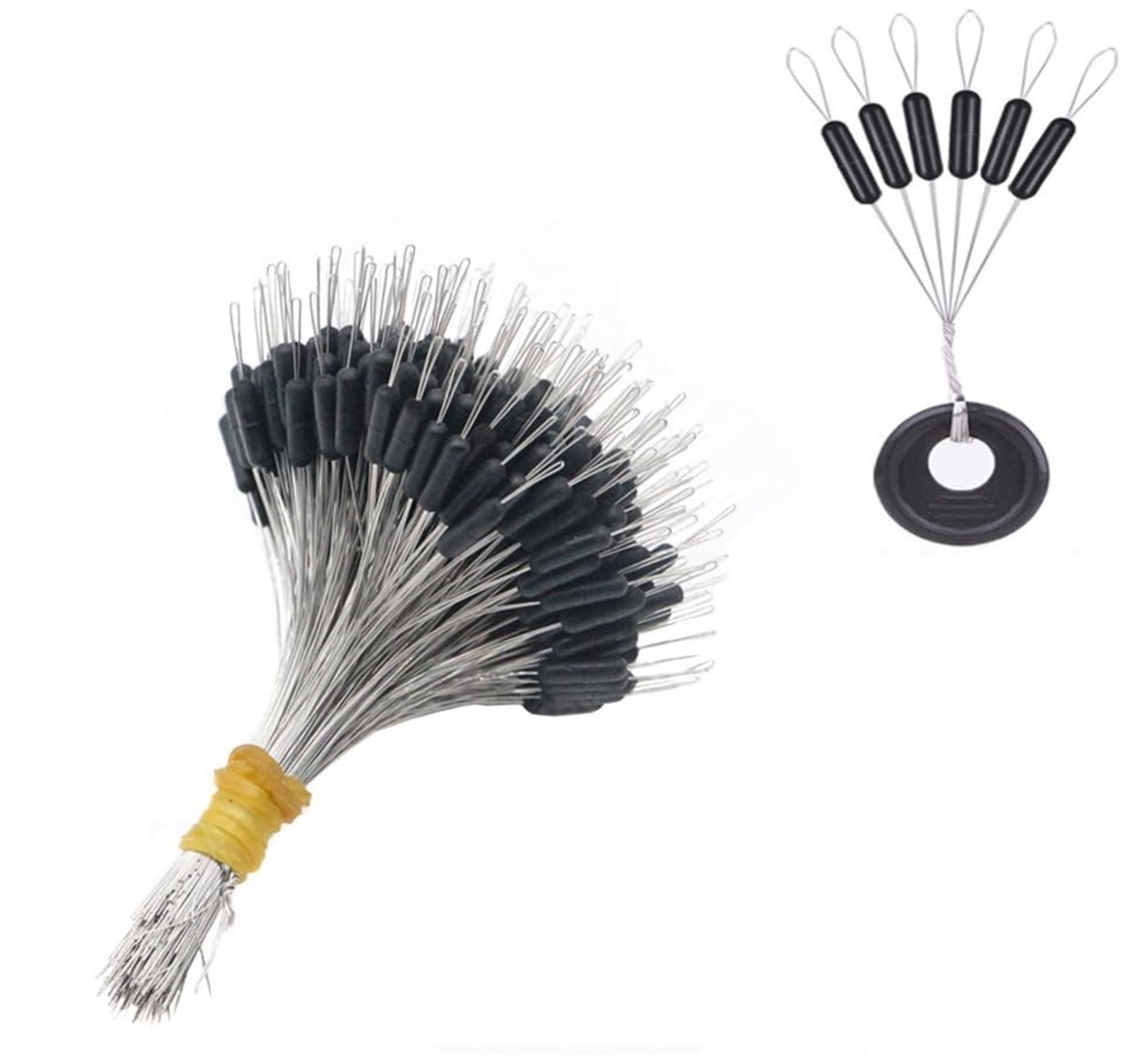 Dailygoods - Vissen Bobber Stoppers - 300 stks Rubber Cilinder Stop Kralen voor Float Sinker Stops