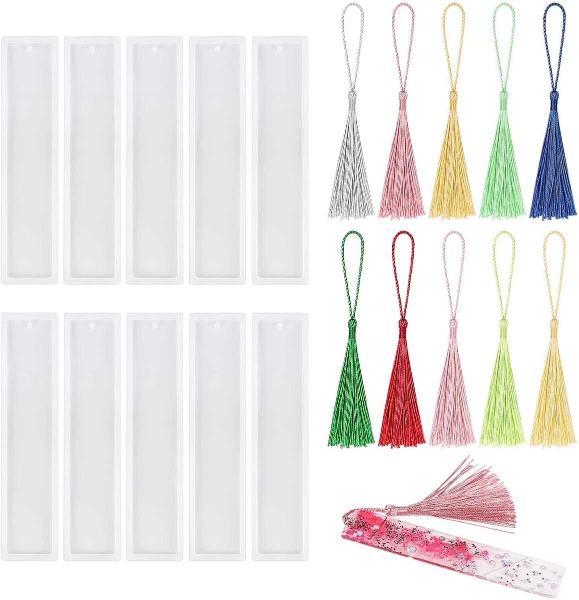 Dailygoods- Bladwijzers Set van 10 - Siliconen Vorm - Creatieve Bladwijzers - Kleurrijke Kwastjes - Doe-het-zelf - Handwerk - Bookmark