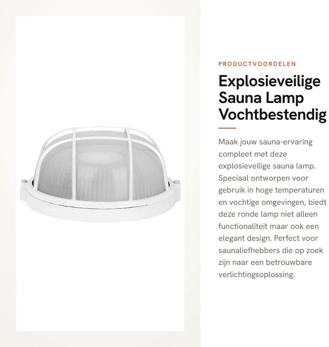 Dailygoods - Explosieveilige Sauna Lamp - Vochtbestendig - Ronde Lamp voor Stoomkamer - E27 Draad - Duurzaam en Praktisch - Ideaal voor Sauna's