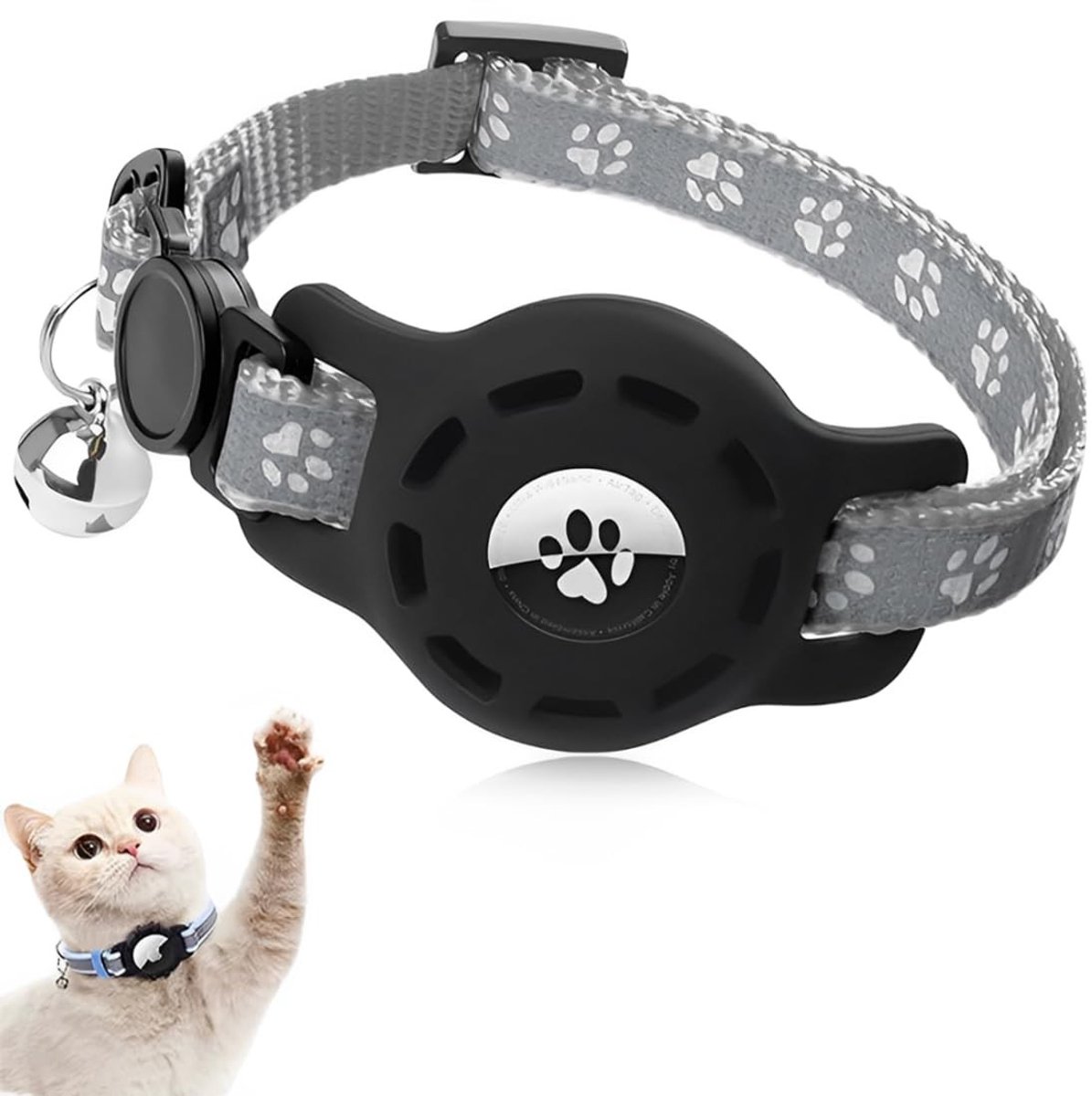 Dailygoods- Kattenhalsband met GPS - Verstelbaar - Veiligheidssluiting - Reflecterend - Met belletje - Voor kittens en kleine honden - Huisdierhalsband