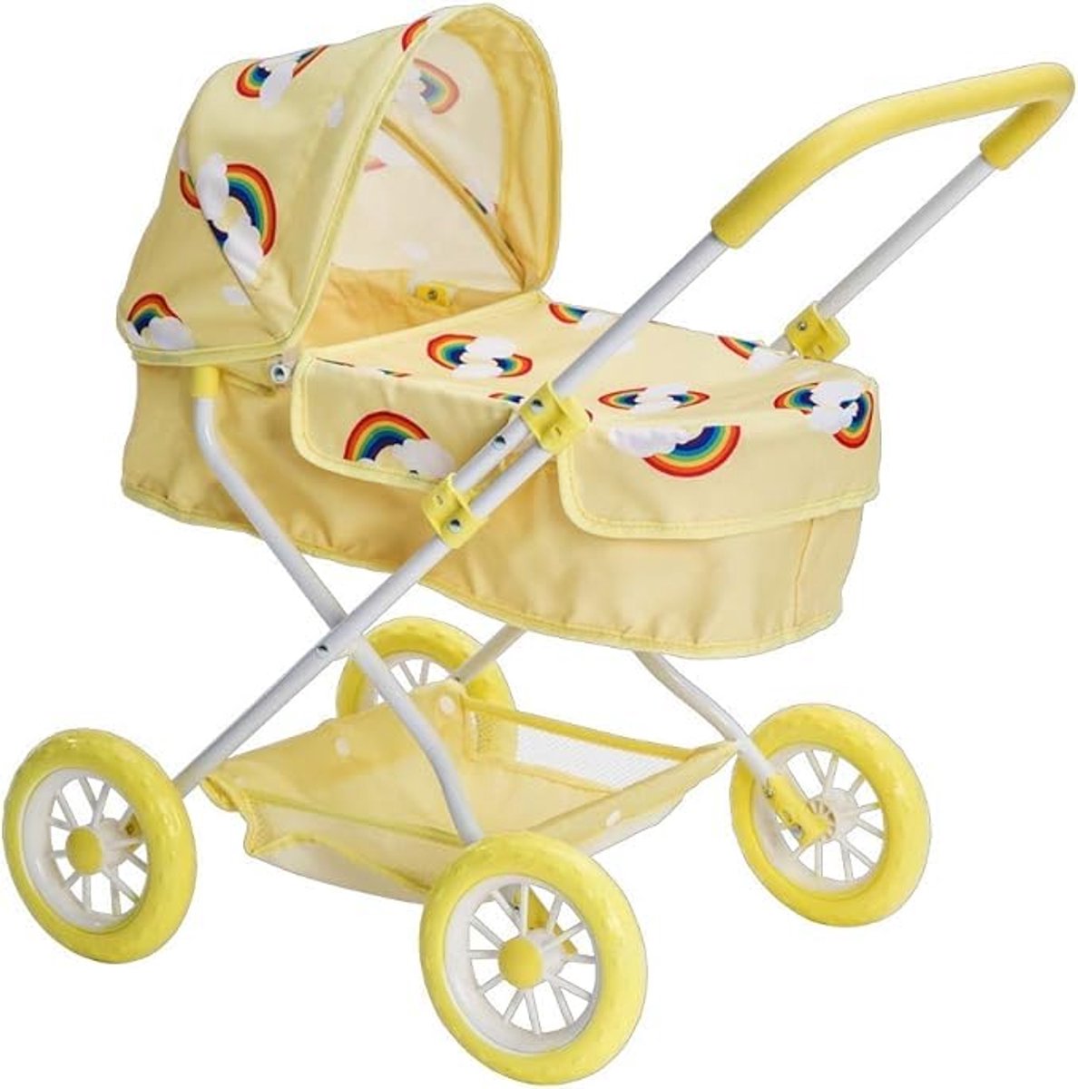 Poppenbuggy - Speelgoed Kinderwagen - Poppen Verzorgen - Uniek Regenboog Design - 57 cm Handvat - Primrose
