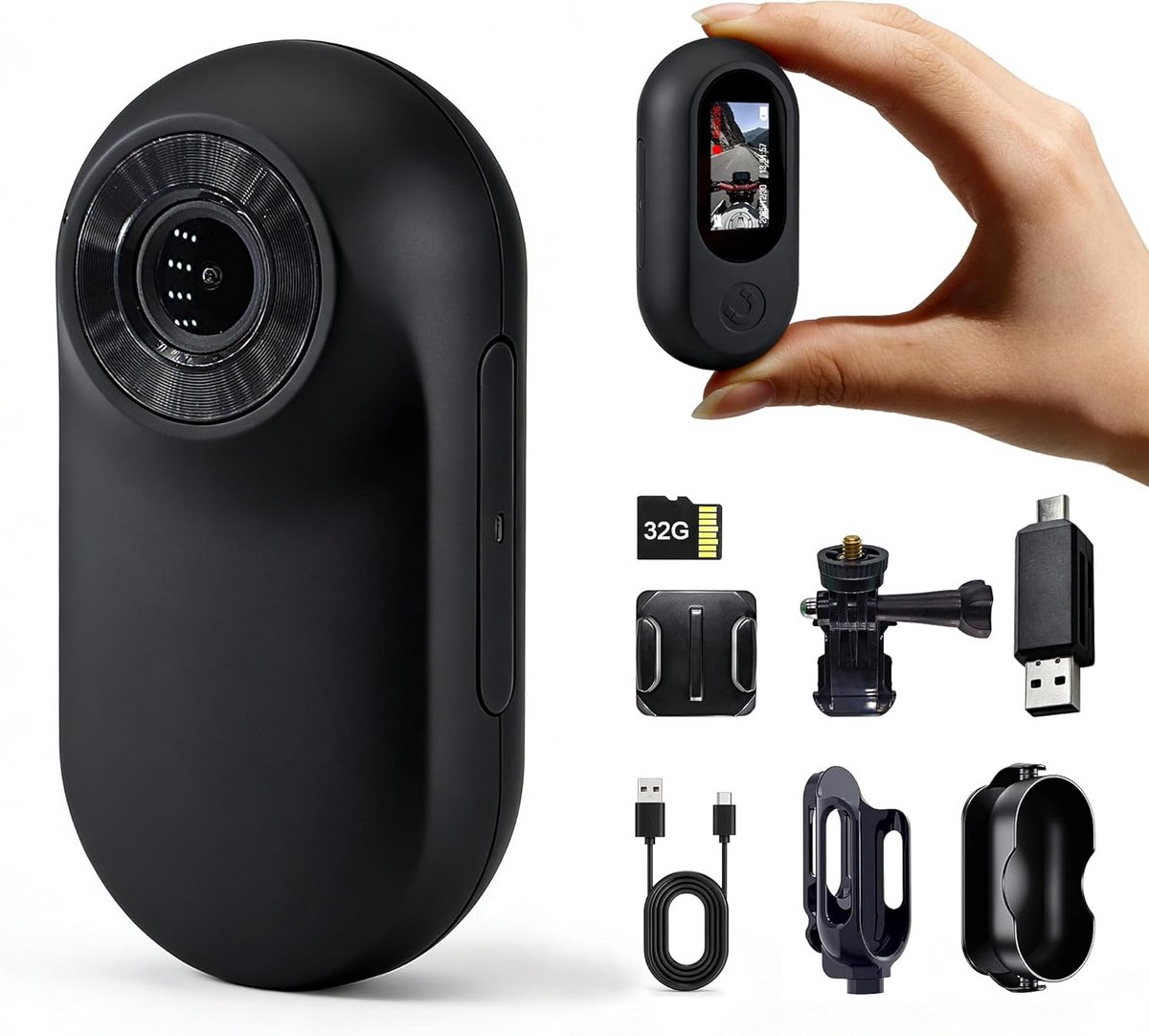 Mini Lichaamscamera - Draagbare Camera - Veiligheid Opnames - Magnetische Montage - 32GB Geheugen - Zwart
