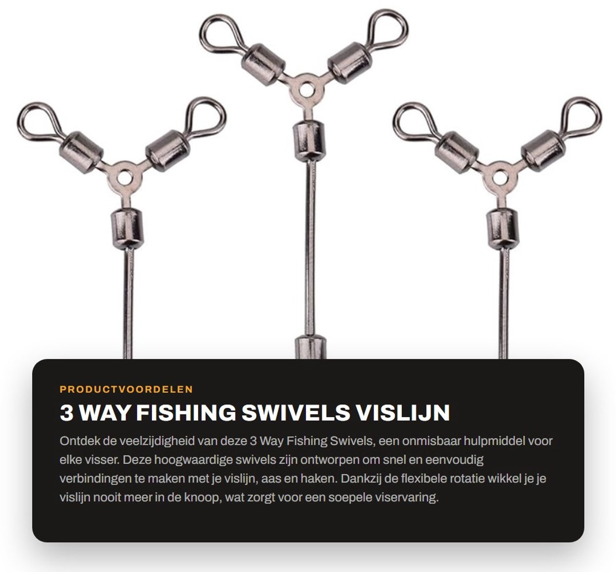 Dailygoods- Draaikoppeling Hoogwaardig Roestvrij Staal - 3-Weg Vislijn Connector - Flexibele Rotatie - Eenvoudig te Vervangen - Snelle Verbindingen - Geschikt voor Haken - Vislijnconnector