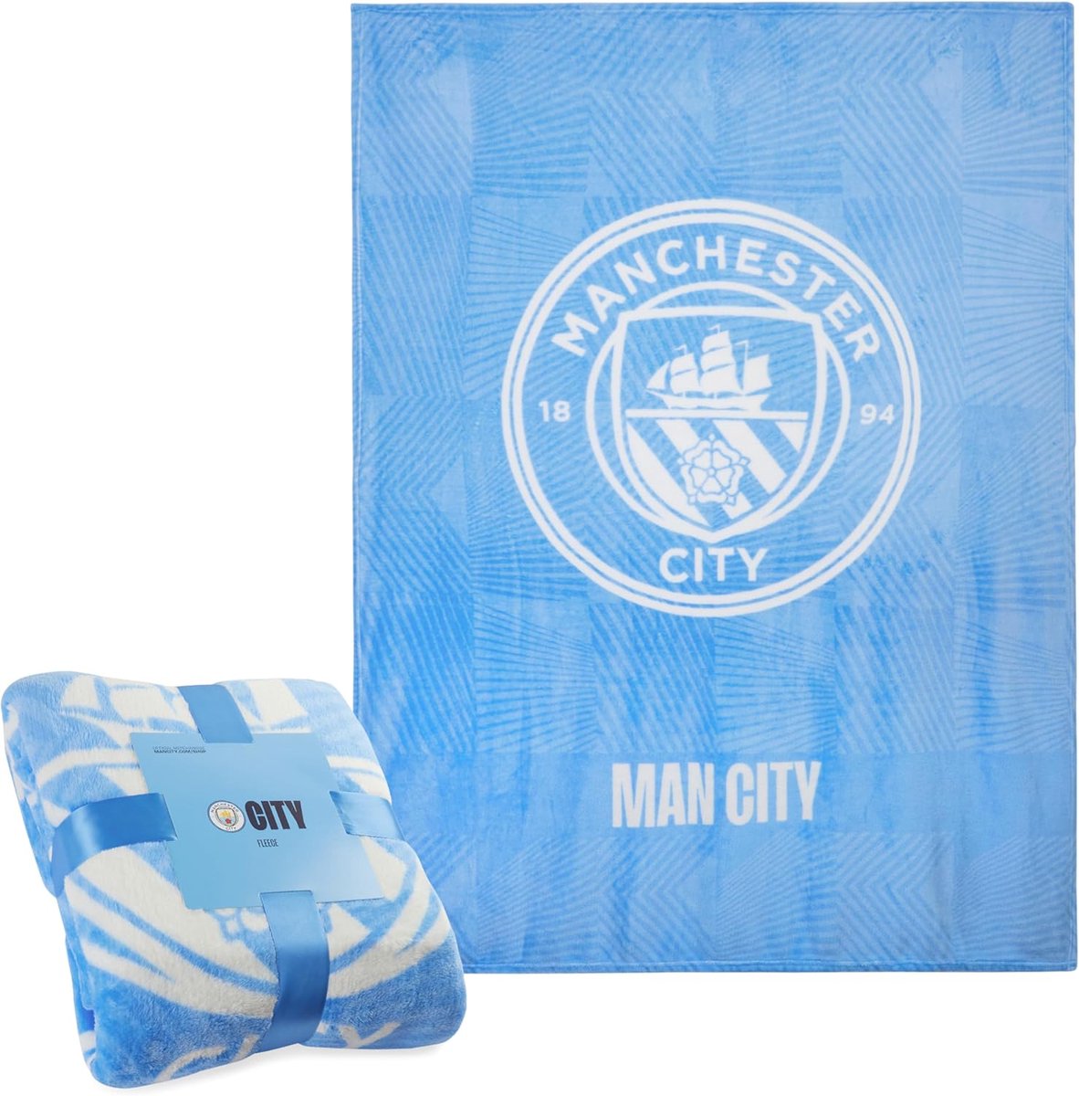 Zachte Fleece Voetbal Deken Blauw 125 x 150 cm
