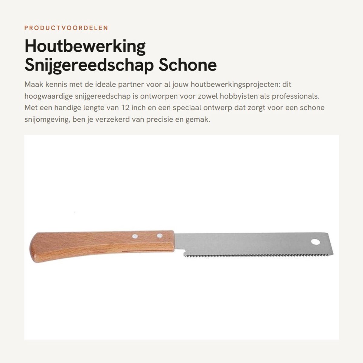 Dailygoods- Snijgereedschap Houtbewerking - Handzaag met Beukenhouten Handvat - Koolstofstalen Zaagblad - Fijn Zagen - Hoge Werk efficiëntie - Schone Snijomgeving
