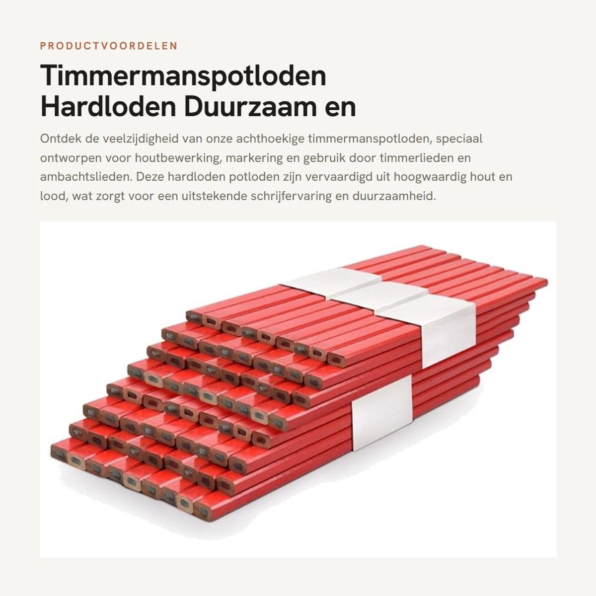 Dailygoods- Timmermanspotloden 72-pack - Houten Potloden - Duurzaam - Hardloden - Zwarte Stift - Flexibel Gebruik
