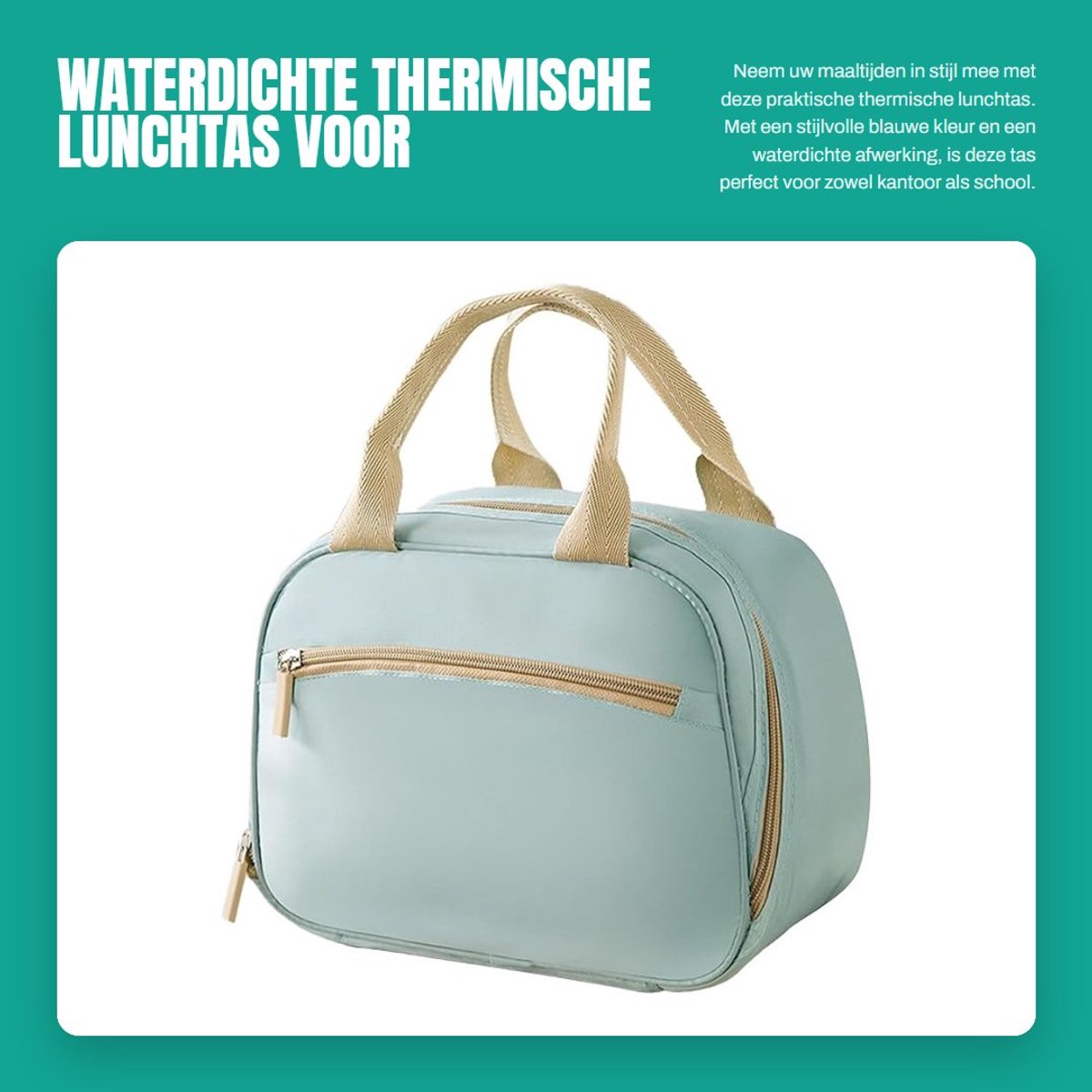 Dailygoods- Thermische Lunchtas Waterdicht - Dubbellaags - 28 x 21 x 15 cm - Koeltas - Schouderriem - Voor Kantoor/School