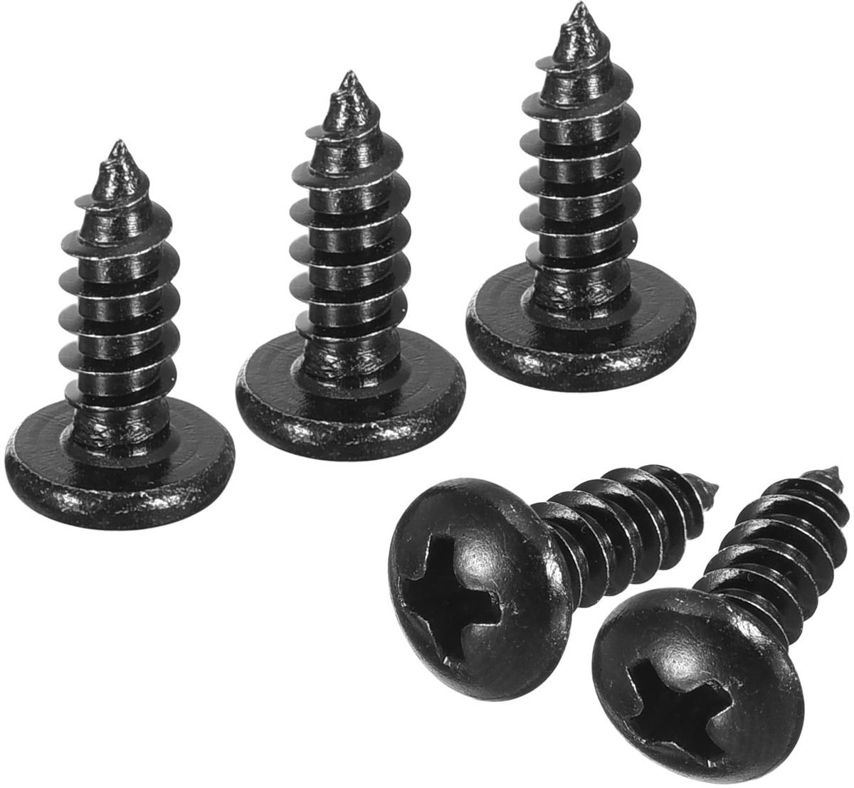 Dailygoods- Zelftappende Schroef 4 mm x 12 mm - 100 Stuks - Zwarte Schroef - Roestvrij Staal 304 - Corrosiebestendig - Platte Kop - Bevestigingsschroef