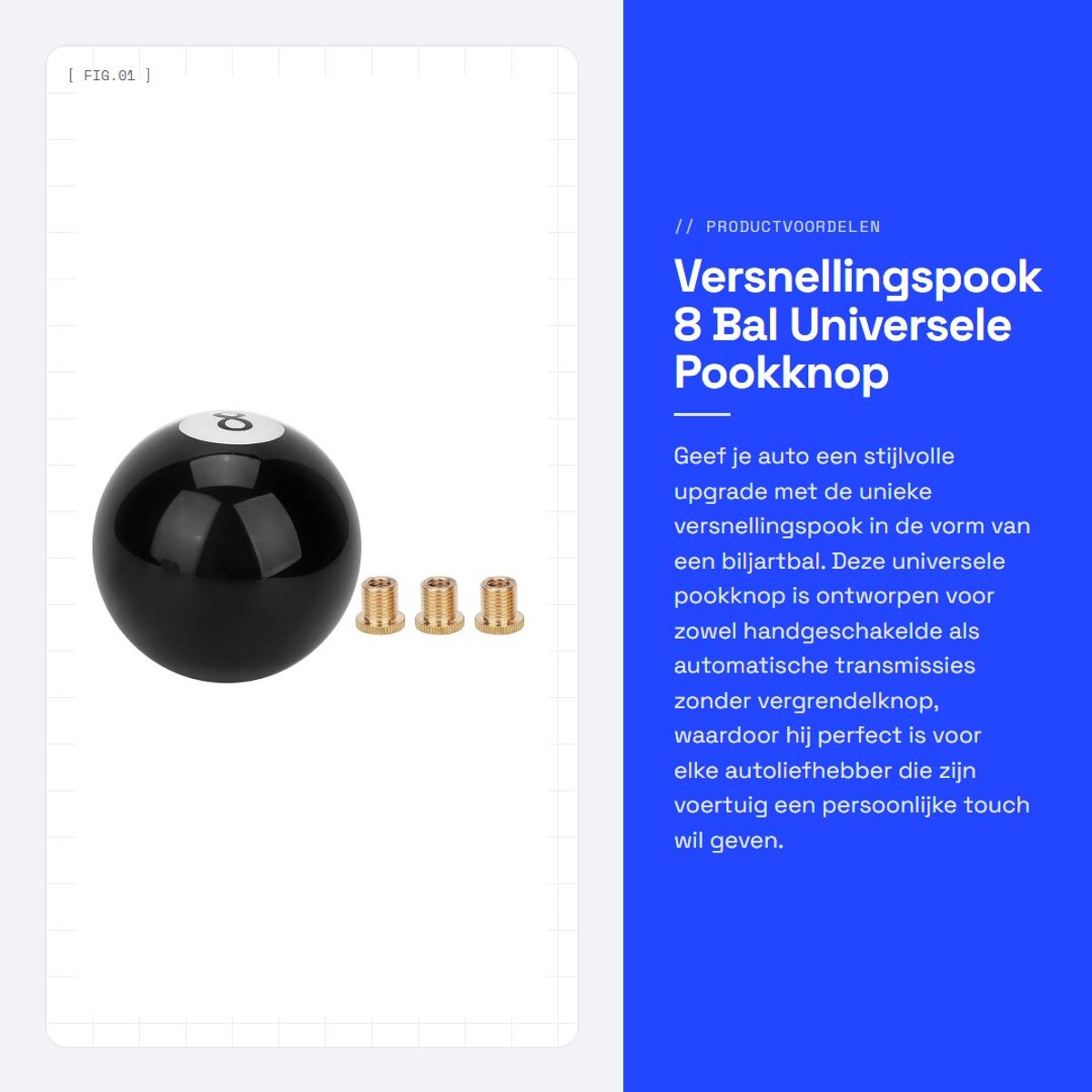 Dailygoods - Versnellingspook 8 Bal - Universele Pookknop - Handvat voor Auto - Zwart - Biljartbal Design - Geschikt voor Handgeschakelde en Automatis...