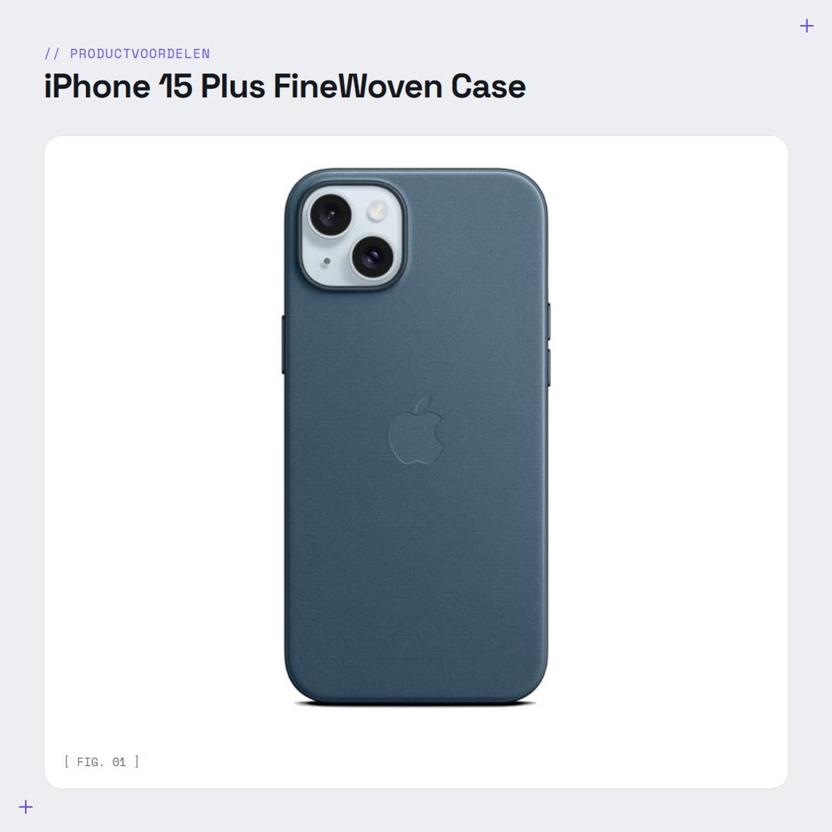 Dailygoods - iPhone 15 Plus FineWoven Case - Beschermcase met MagSafe - Pacific Blue - Duurzaam en stijlvol - Perfecte pasvorm - Voor elke gelegenheid