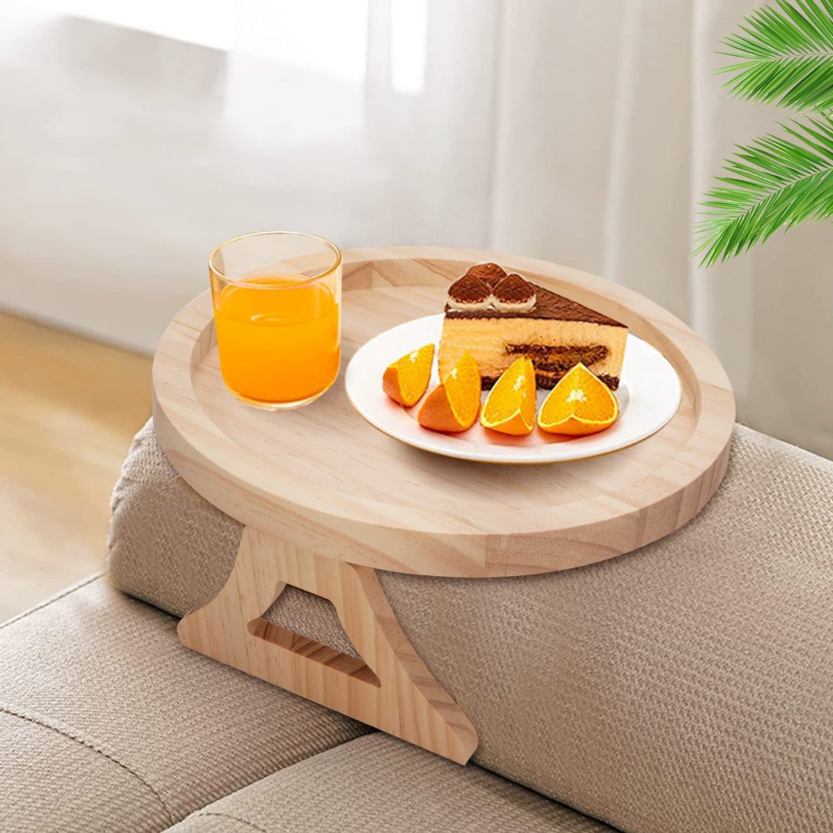 Dailygoods - Sofa Arm Tafel - Opvouwbare Bijzettafel - Houten Afstandsbediening Houder - C
