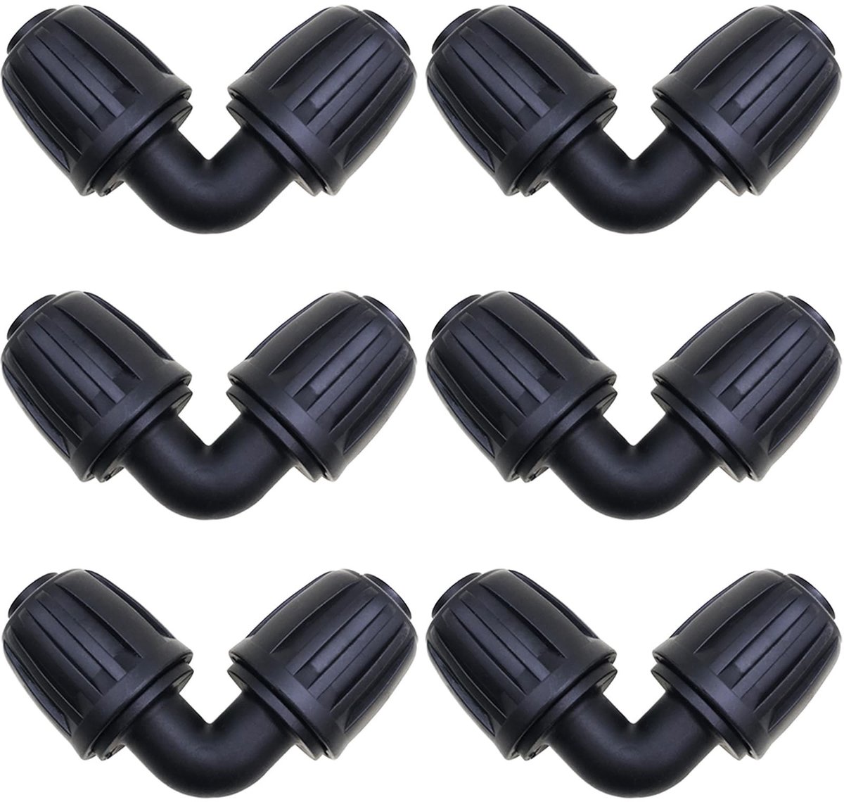 Dailygoods - Irrigatieaansluitingen - Hoekadapter - Eenvoudige installatie - Zwart - Druppelirrigatiesystemen - Geschikt voor 1/2 inch slangen - 6 stuks