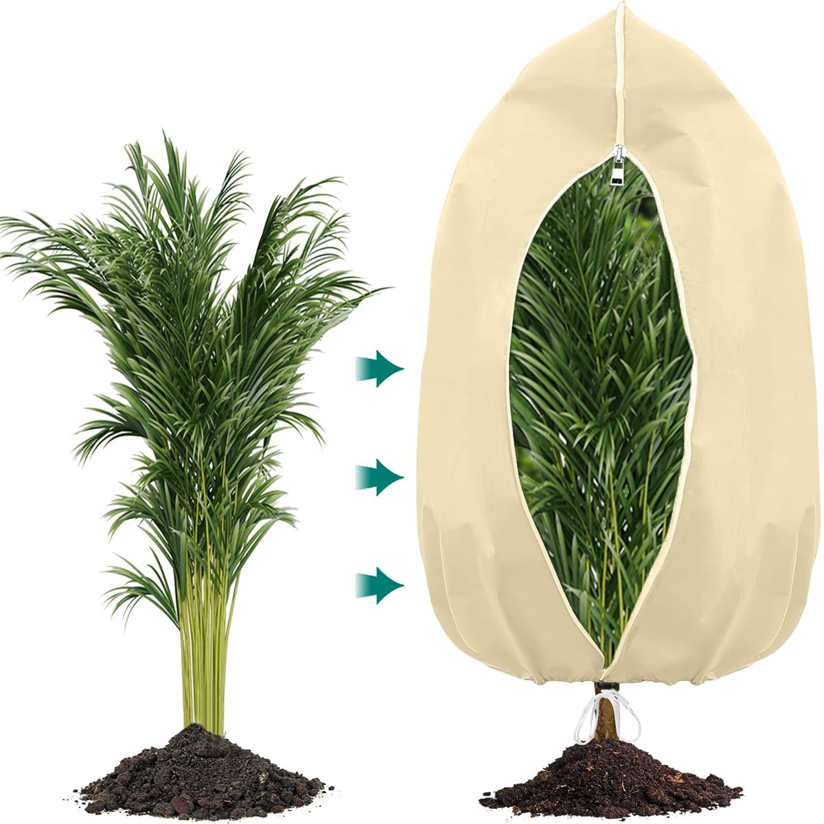 Dailygoods- Plantenbeschermingshoes Winterbescherming - Plantenhoes tegen Vorst - Ademend - Herbruikbaar - Verstelbaar Trekkoord - 120 x 140 cm