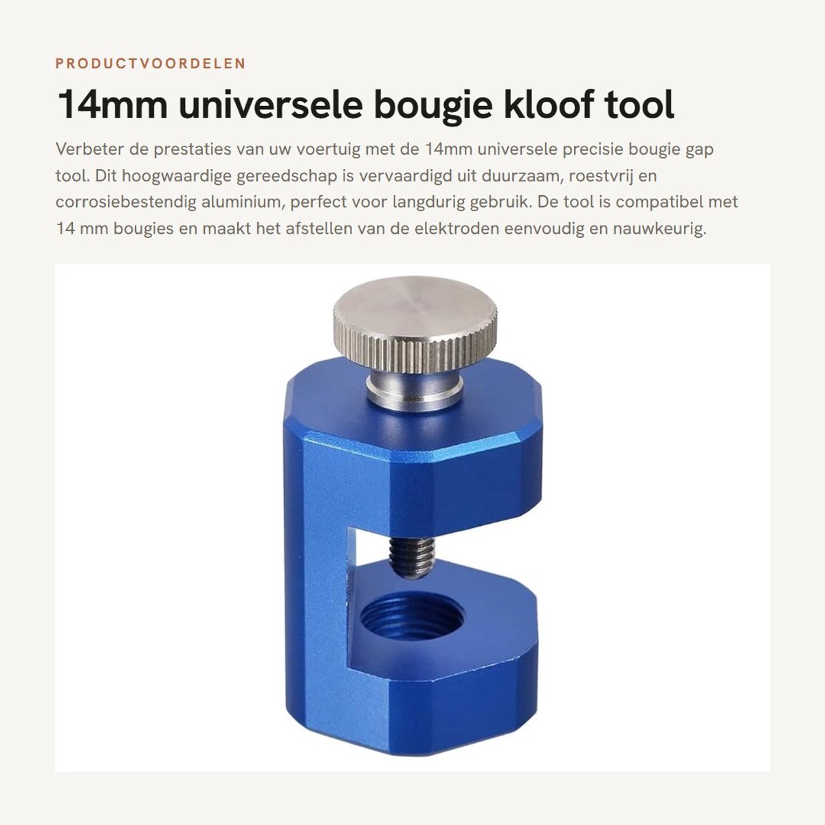 Dailygoods - 14mm universele bougie kloof tool - precisie gereedschap - billet aluminium - blauw - bougie gap gereedschap - geschikt voor auto - alumi...