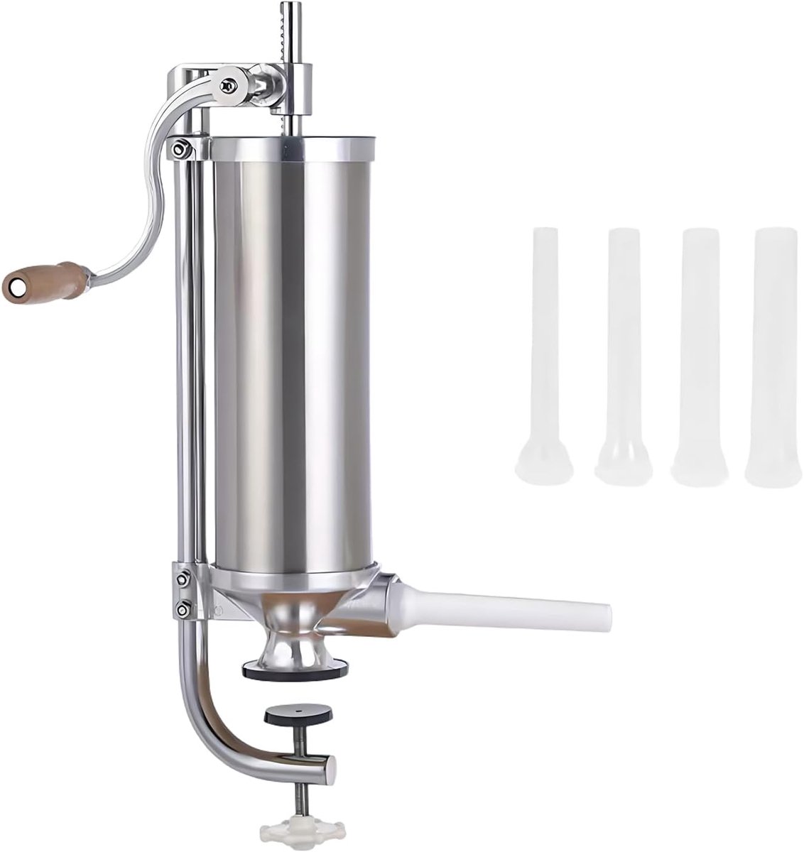 Worstmaker - Vleesvuller - Zelf worst maken - Verticale RVS - 3 pond capaciteit - Zilver