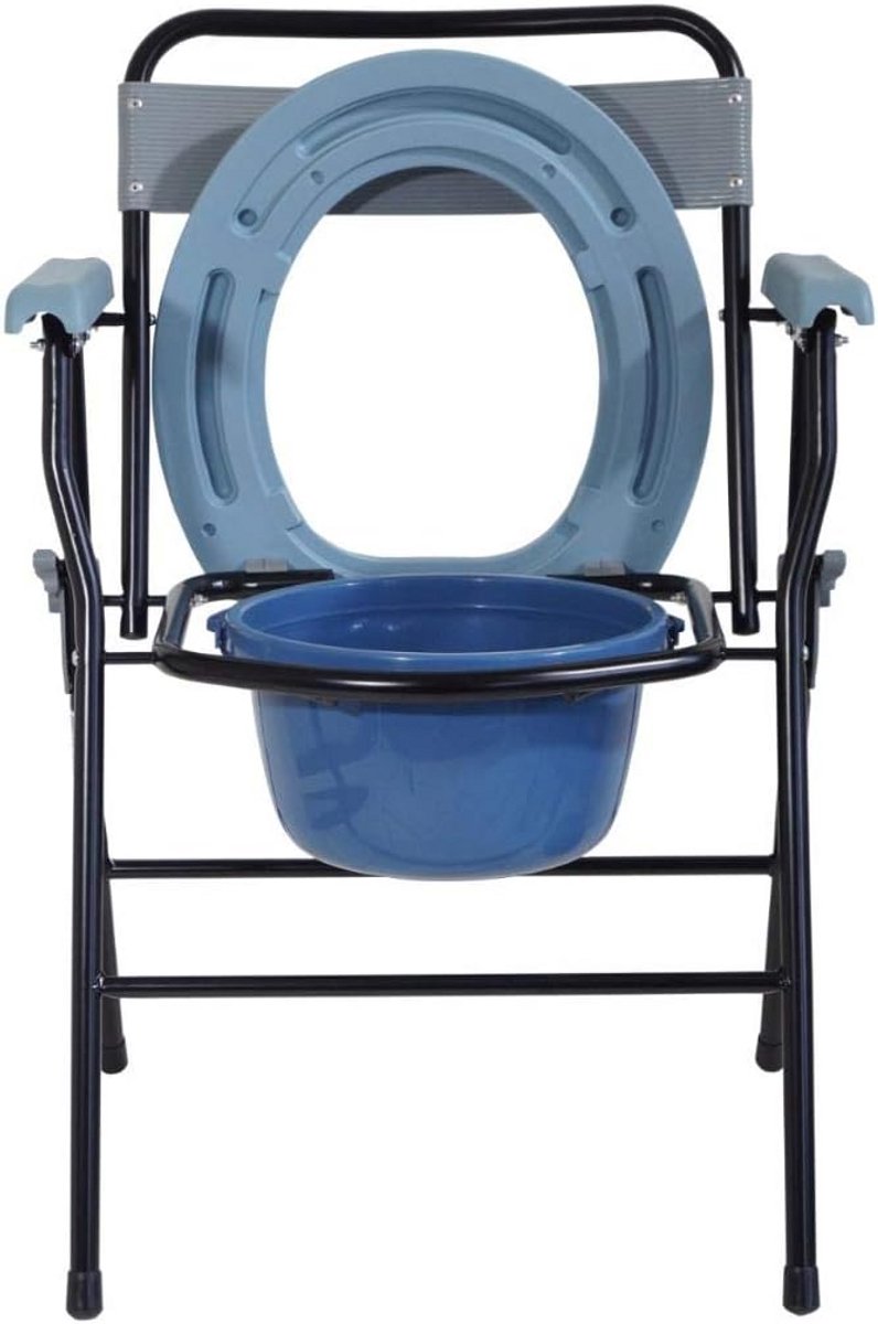 Opklapbare toiletstoel - Nachtstoel - Extra ondersteuning - Lichtgewicht en draagbaar - 7 liter emmer - Blauw