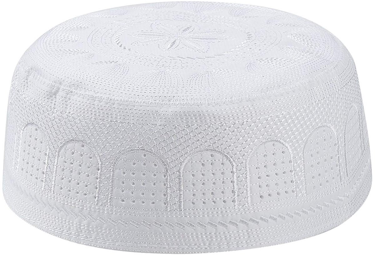 Dailygoods- Kufi Hoed Hoogwaardige Stof - Borduurwerk - Comfortabel - Ademend - UV-bescherming - Hoofdomtrek 56-58 cm - Gebedshoed