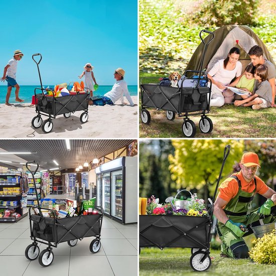 Bolderkar Opvouwbaar - Transportwagen Handkar - Outdoor Transport - Grote Laadcapaciteit - 98 Liter - Zwart van Bolderkar Opvouwbaar — afbeelding 2