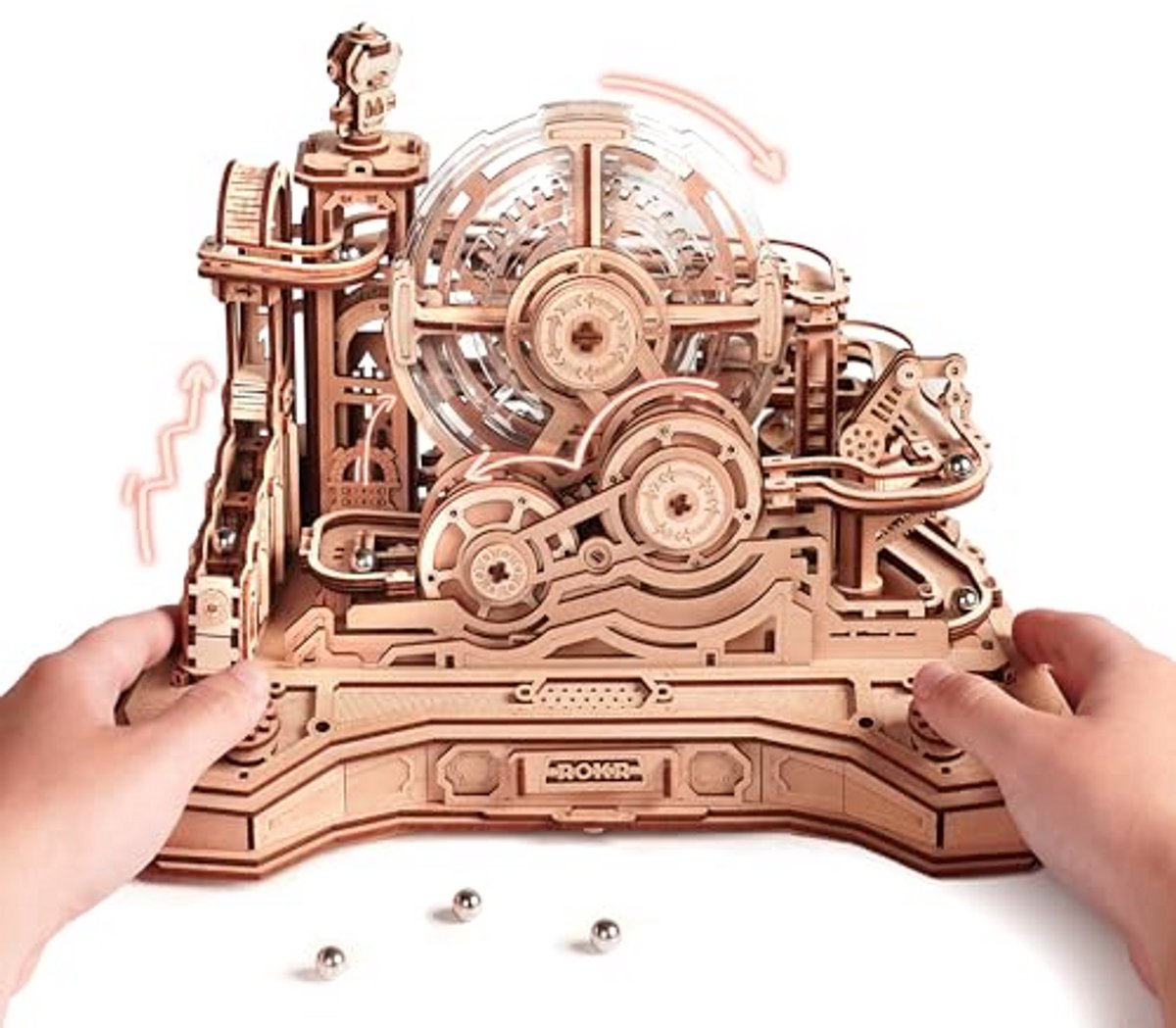 Houten Doolhof Puzzel - Mechanisch Spel - Constructie Bouwen - Dubbele Controle - 653 Delen - Houtkleurig