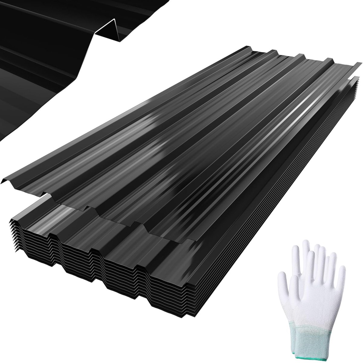 Golfplaten - Dakplaten metaal - Dakbedekking bouwen - Verzinkt metaal - 12 stuks 130x45cm - Zwart groen