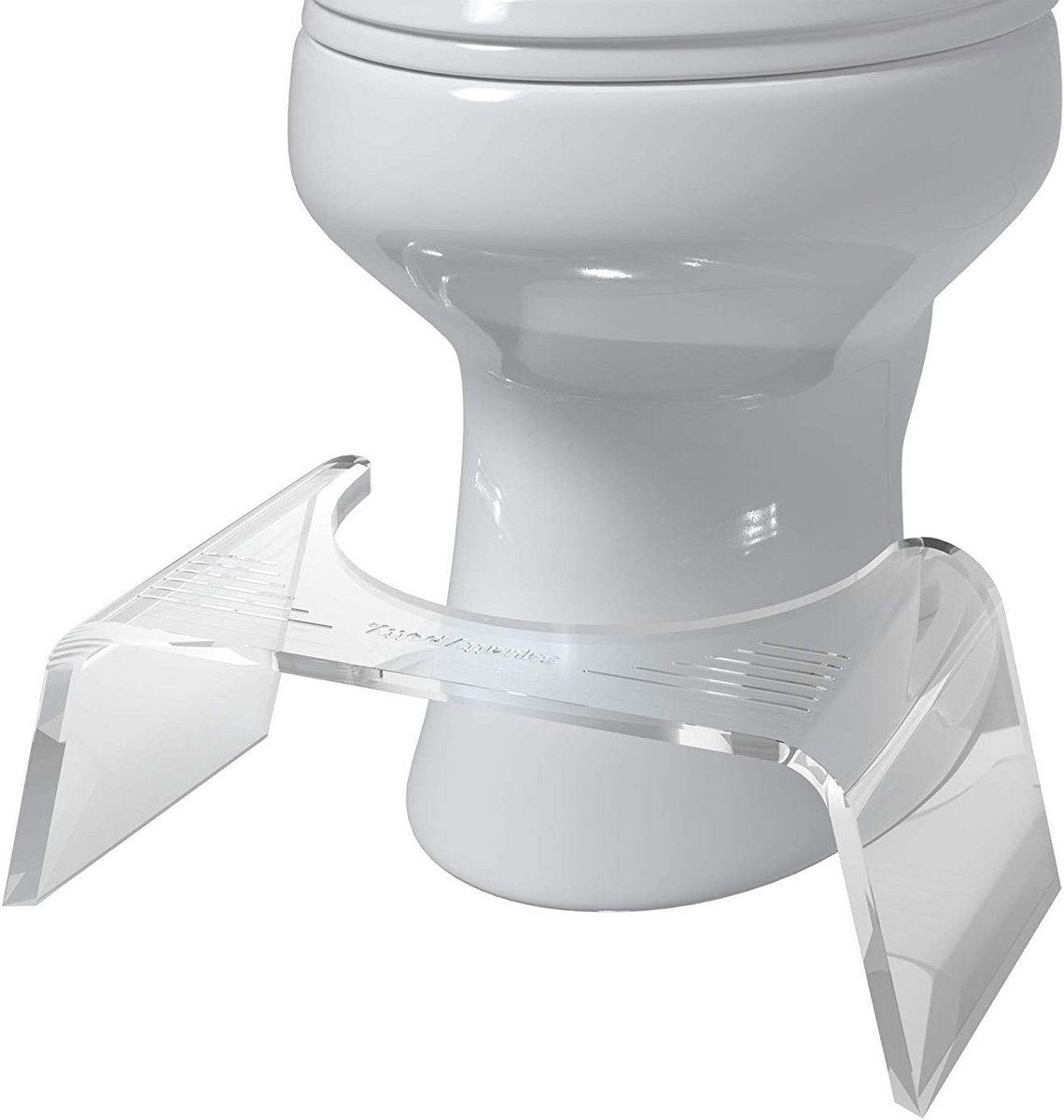 Toiletkruk - Badkamerkrukje - Comfortabel Zitten - Gebeeldhouwd Acrylglas - 7 inch - Doorzichtig