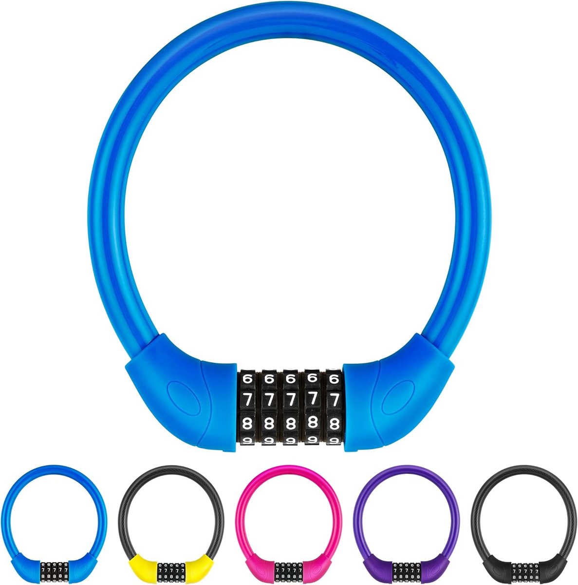 Fiets Kabelslot - Combinatieslot - Fiets Beveiligen - 5-Cijferige Code - 5.08 cm - Blauw