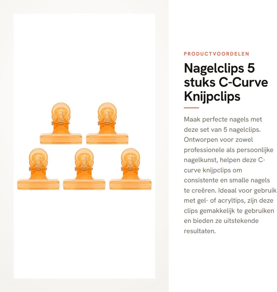 Dailygoods- Nagelclips 5 Stuks - C-Curve Nagelknijpclips - Multifunctionele Nagelkunstaccessoires - Voor Gel/Acryltips - Duurzaam Kunststof - 31 mm Formaat - Nagelverlengingsclips