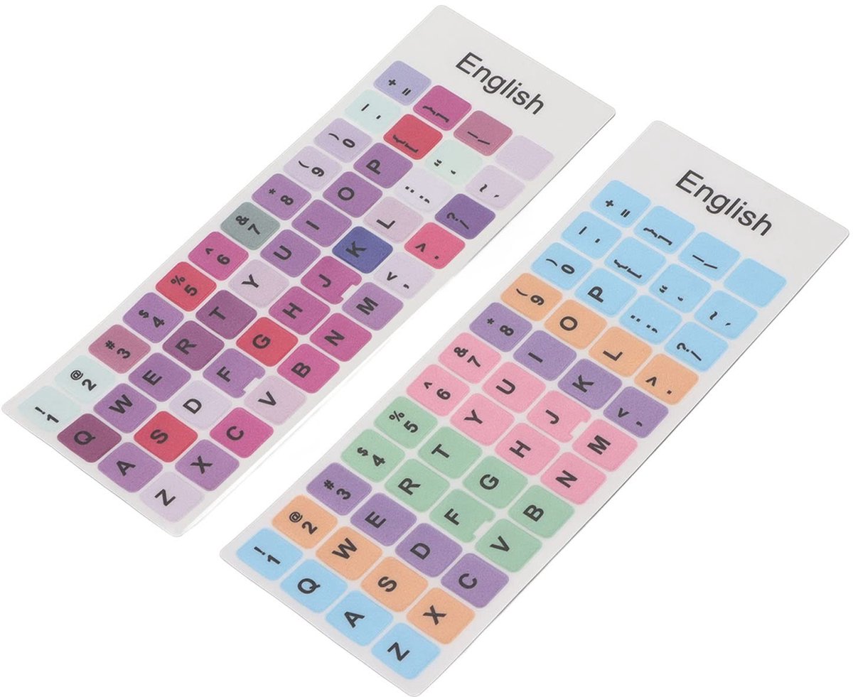 Dailygoods- Toetsenbordstickers - Kleurvol PVC - Geschikt voor 10-17 inch laptops/desktops - Antistof/waterdicht - 2 Stuks - Afmetingen 1.3 cm hoog/1.1 cm breed - Toetsenbordlabels