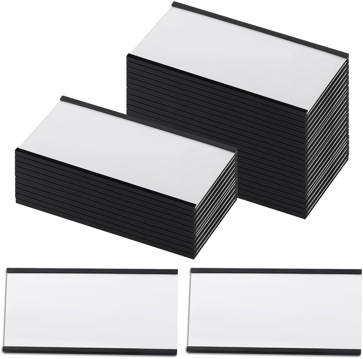 Dailygoods- Labelhouder Magnetisch - 30 Stuks 10 x 5 cm - Etikethouder Zelfklevend - Beschermende Films - Vervangende Papieren Strips - Sterke Magnetische Achterkant